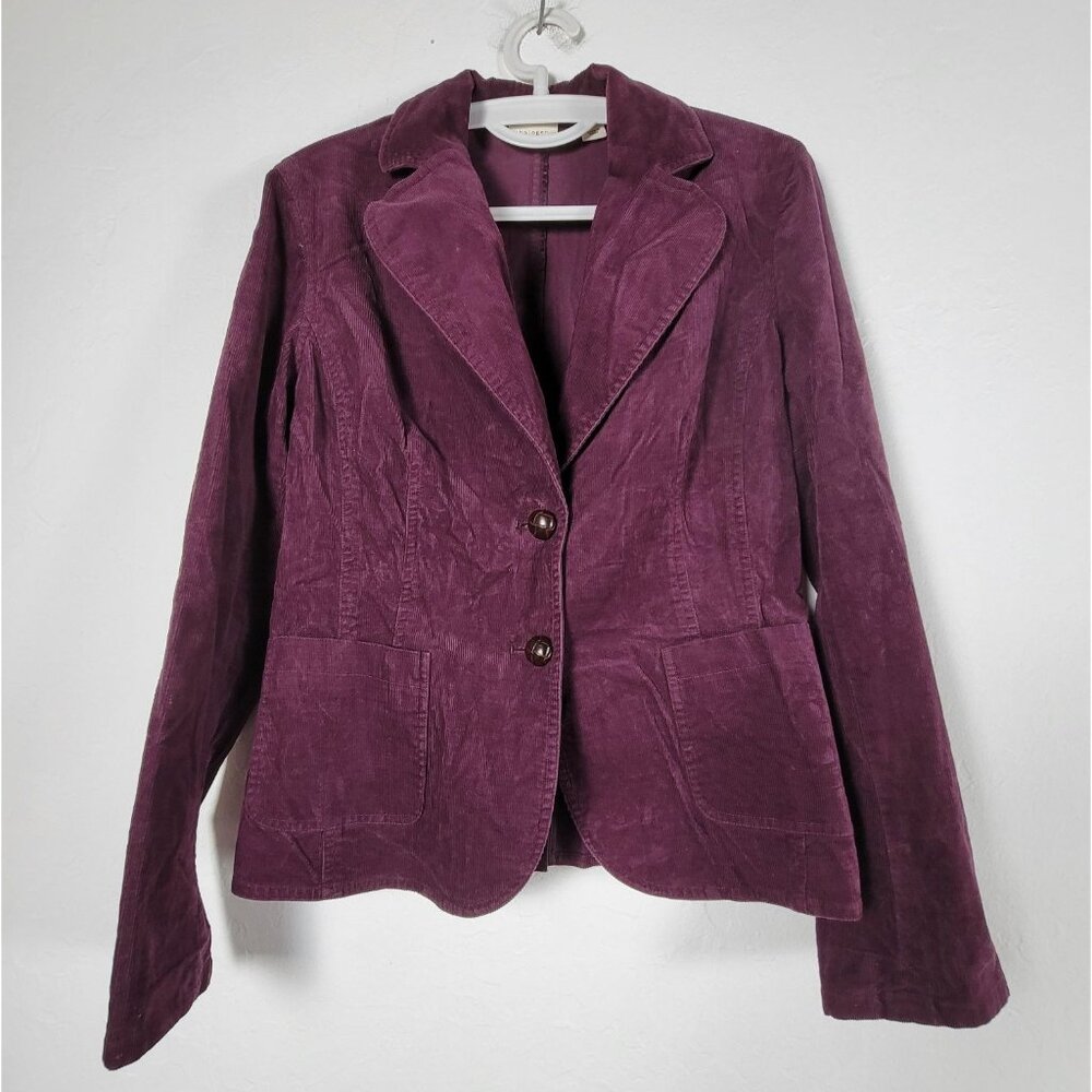 Halogen Womens Plum Corduroy Blazer Jacket Large Two-Button Pockets Casual
